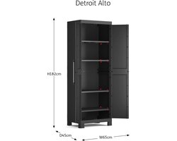 Opbergkast met 4 Planken – Casa Velluto DetroitPro Kunsthars Kast 65x45x182 cm Zwart – Verstelbare Planken Garagekast, Slaapkamer- en Schuuropslag – Duurzaam Kunststof 70% Gerecycled