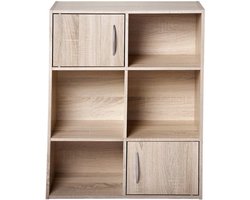 Opbergkast met 4 Vakken en 2 Deuren - Licht Hout - Modern Design - Stevig Meubel - Afmetingen 61,5 x 29,5 x 80 cm