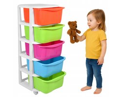 Opbergkast met 5 Lades en Wielen voor Speelgoed - Kinderkamer Organizer