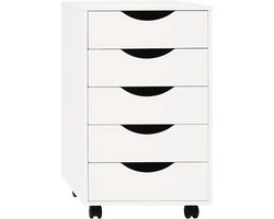 Opbergkast met 5 Lades op Wielen – Verrijdbare Ladekast & Archiefkast – Kantoorcontainer voor Bureau – Kantoorkast, Bureaukast & Opbergmeubel – Mobiele Opbergkast voor Kantoor en Thuis – 40 x 66,5 x 40 cm