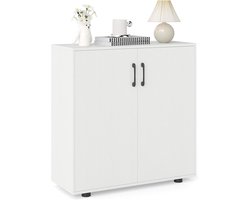 Opbergkast met Deuren en Verstelbare Plank – Multifunctioneel Dressoir voor Woonkamer en Keuken – 80×31,5×82 cm – Wit