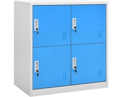 Opbergkast Met Deuren - Lockerkast Kantoor - Spullen Opbergen - Met 4 Afsluitbare Deuren - 90x45x92.5cm - Grijs Blauw