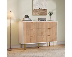Opbergkast met laden - Dressoir Slaapkamer - Ruimte Organiseren - Geribbeld Design - 100 cm Breed - Wit Hout