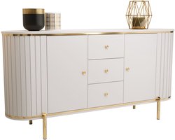 Opbergkast met Metalen Poten Ladekast met afgeronde Hoeken – Kommode met Veel Opbergruimte – Stijlvol en Functioneel – Dressoir DALLAS 180 – Wit