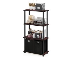 Opbergkast met prullenbak - Multifunctioneel meubel - Ruimte organiseren - Gemaakt van gerecycled materiaal - 43 cm hoog - Donker kersen/zwart