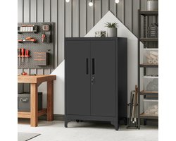 Opbergkast met slot – 40,2 x 60,1 x 99 cm – Metaal – Zwart