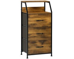 Opbergkast met stoffen lades - Kast - Ladekast - Wandmeubel - Slaapkamer kast - Industrieel - 92 x 45 x 30 cm