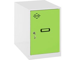 Opbergkast Metaal - Garderobekast Kluisje - Veilig Opbergen - Schroefloos Systeem - 47.5x30x50 cm - Wit Groen