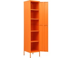 Opbergkast Metaal - Kluis Kast - Spullen Opbergen - Met Slot en Legplanken - 180 cm Hoog - Oranje