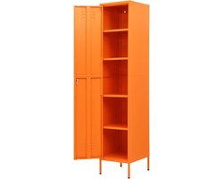 Opbergkast Metaal - Kluis Kast - Spullen Opbergen - Met Slot En Legplanken - 180 cm Hoog - Oranje