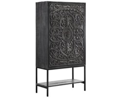 Opbergkast Montclair Mangohout - zwart - 2-deurs kast - 100x41x190 cm