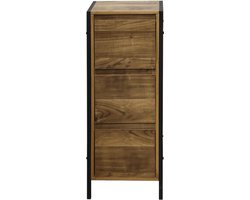 Opbergkast nachtkast ladekast bijzetkast bijzettafelkast met 3 laden stevig en duurzaam metalen frame gecombineerd met hout modern en eenvoudig ontwerp geschikt voor slaapkamer woonkamer keuken en badkamer 30×30×80 cm bruin + zwart