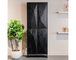 Opbergkast Onyx | Zwart Mangohout | 4 deuren