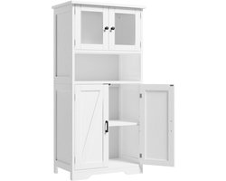 Opbergkast - Opbergkasten - Opbergkasten met Deuren - Wit - Opbergkastje - Keukenkast - Kast - Keukenkastje - 60x30x128cm