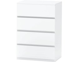 Opbergkast, plaatmateriaal, ladekast, opbergkast, kast, dressoir en nachtkastje, eenvoudig ontwerp, praktisch en decoratief, geschikt voor slaapkamer, woonkamer en hal, voor dagelijkse spullen en accessoires, 55×34×80 cm, wit