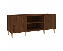 Opbergkast | Platenkast 121x38x48 cm bewerkt hout bruin eikenkleur
