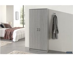 Opbergkast 'Ray' 2 deuren en 4 legplanken Grijze eik, Spaanderplaat en decor