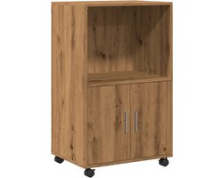 Opbergkast | Rolkast 55x40x91 cm bewerkt hout artisanaal eikenkleurig