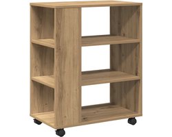 Opbergkast | Rolkast 60x35x75 cm bewerkt hout artisanaal eikenkleurig