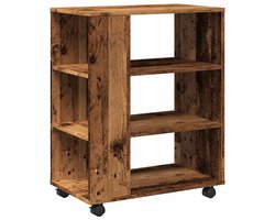 Opbergkast | Rolkast 60x35x75 cm bewerkt hout oud houtkleurig