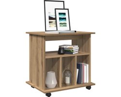 Opbergkast | Rolkast 60x45x60 cm bewerkt hout artisanaal eikenkleurig