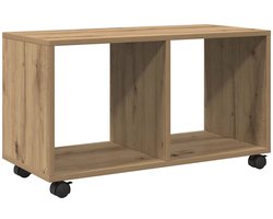 Opbergkast | Rolkast 72x33x42,5 cm bewerkt hout artisanaal eikenkleurig