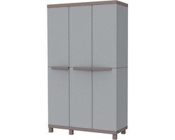 Opbergkast Rotan - Kast Buiten - Ruimte Organiseren - Gerecycled Materiaal - 102x39x170 cm - Grijs
