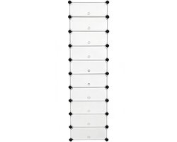 Opbergkast Schoenenkast 10-delige set 40 x 30 x 17 cm Wit Opbergorganizer Modulaire stapelbare ontwerp bespaart ruimte Eenvoudig te monteren en schoon te maken Vergrendelbaar ontwerp voor stevige verbinding Geschikt voor woonkamer, gang en slaapkamer