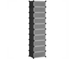 Opbergkast Schoenenkast 10-delige set Opbergorganizer Modulaire stapelbare ontwerp bespaart ruimte Eenvoudig te monteren en schoon te maken Vergrendelbaar ontwerp voor stevige verbinding 40 x 30 x 17 cm zwart