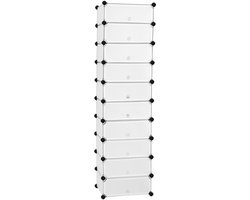 Opbergkast Schoenenkast 40 x 30 x 17 cm Wit 10-delige set Opbergorganizer Modulaire stapelbare ontwerp bespaart ruimte Eenvoudig te monteren en schoon te maken Vergrendelbaar ontwerp voor stevige verbinding Geschikt voor woonkamer, gang en slaapkamer