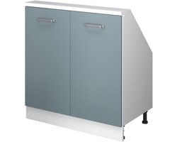 Opbergkast schuin dak - Zolderkast op maat - Ruimte benutten - Met 2 deuren - 80 cm breed - Blauw-grijs/wit