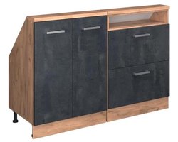 Opbergkast Set voor Schuin Dak, Zwart Beton en Eiken Optiek, 2 Stuks