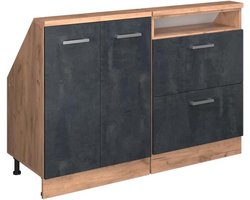 Opbergkast Set voor Schuin Dak, Zwart Beton en Eiken Optiek, 2 Stuks