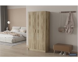 Opbergkast 'Space' 2 deuren en 4 legplanken Sonoma, , Spaanderplaat, ABS boorden en decor