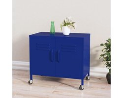 Opbergkast Staal - Archiefkast Bureaukast - Thuis Kantoor Organiseren - Verrijdbaar Met Rem - 60x35x56 cm - Blauw