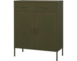Opbergkast Staal - Buffetkast Bureaukast - Orde Scheppen - Verstelbare Legplank - 80 x 35 x 1015 cm - Olijfgroen