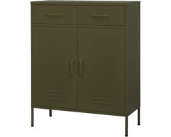 Opbergkast Staal - Kast Dressoir - Huis Organiseren - Stevig en Stabiel - 80x35x1015 cm - Olijfgroen