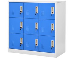 Opbergkast Staal - Lockerkast Kantoor - Veilige Opslag - Moderne Uitstraling - 90x45x92.5cm - Grijs Blauw