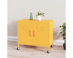 Opbergkast Staal - Tuinkast Garderobekast - Huis Organiseren - Verstelbare Legplank - 60x35x49cm - Mosterdgeel