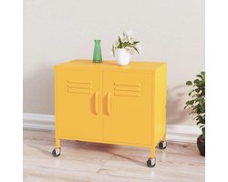 Opbergkast Staal - Tuinkast Garderobekast - Huis Organiseren - Verstelbare Planken - 60x35x49cm - Mosterdgeel