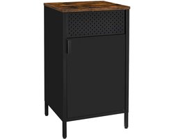 Opbergkast staande kast dressoirkast met verstelbare plank en 1 geventileerde deur, stevig metalen frame, modern en minimalistisch design, geschikt voor woonkamer, slaapkamer, badkamer en keuken, 42,5 x 40 x 76 cm, zwart.