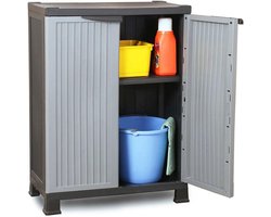 Opbergkast Tuin - Buitenmeubel Balkon - Spullen Netjes Houden - Weerbestendig Plastic - 68 x 39 x 92 cm - Grijs