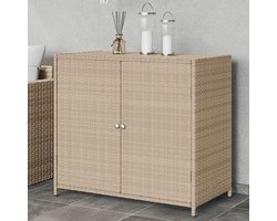 Opbergkast Tuin - Buitenmeubel Tuinkast - Tuinspullen Opbergen - Robuust Polyrotan - 83x45x76 cm - Beige