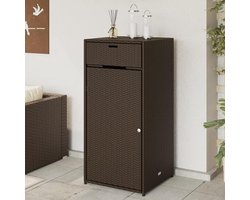 Opbergkast - Tuinkast Garderobekast - Spullen Opbergen - Poly Rotan - 55x55x111cm - Bruin