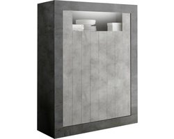 Opbergkast Urbino 144 cm hoog in Oxid met grijs beton