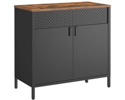 Opbergkast vloerkast eetkamerdressoir zijtafel met magnetische sluiting en verstelbare planken stevige metalen frame stijlvolle en minimalistische uitstraling geschikt voor de keuken, woonkamer en slaapkamer 80 x 40 x 76 cm zwart
