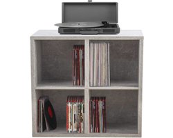 Opbergkast voor LP Vinyl Platen - Multifunctionele Wandkast - Grijs Beton