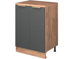 Opbergkast Zolder - Schuine Wandkast - Ruimte Optimaliseren - Zonder Schuinte Ontwerp - 60 x 81.6 cm - Antraciet Goud