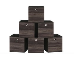 Opbergkasten, set van 6 opbergbakken met handvat, niet-geweven stoffen opbergdozen, 30 x 30 x 30 cm, geschikt voor kubus opbergunit, opvouwbaar, kledingopslag, kastanjebruin