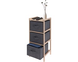 Opbergkastje/opbergrekje - 3-laags - 28 x 25 x 65 cm - Dennenhout